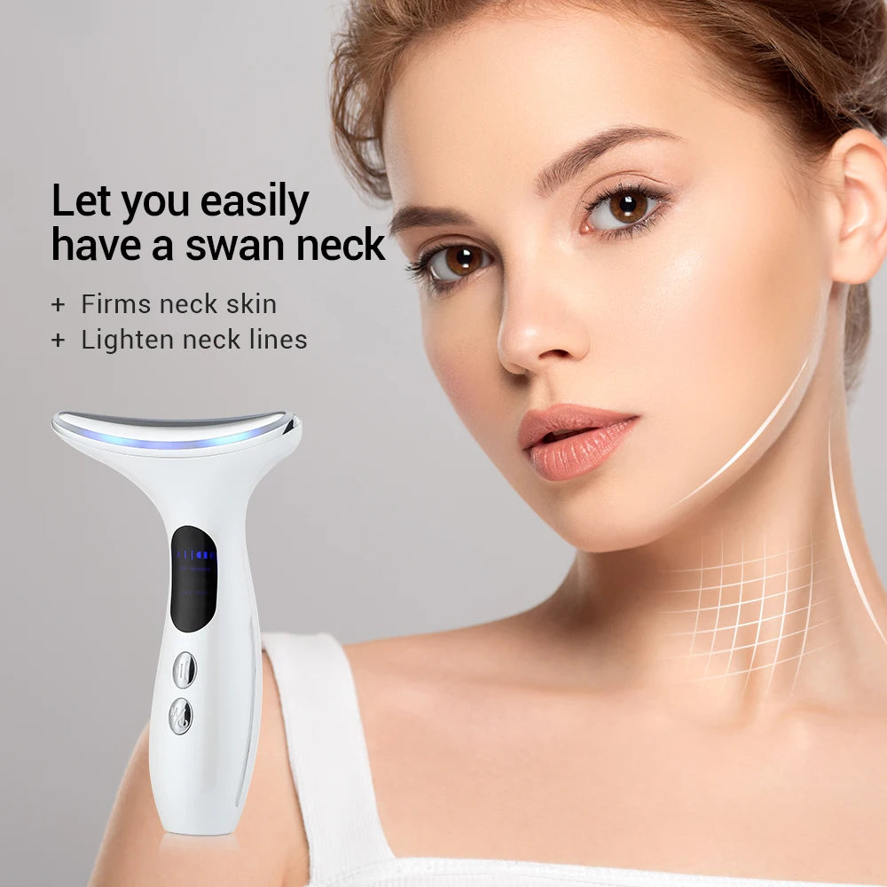 EMS Microcurrent Face Neck Beauty Device LED Photon Firming Rejuvenating Anti Wrinkle Thin Double Chin Skin Care Facial Massage