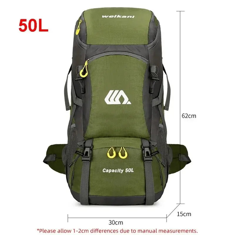 50L Travel Backpack Camping Bag For Men Large Hiking Bag Tourist Rucksack Waterproof Outdoor Sports Climbing Mountaineering Bag