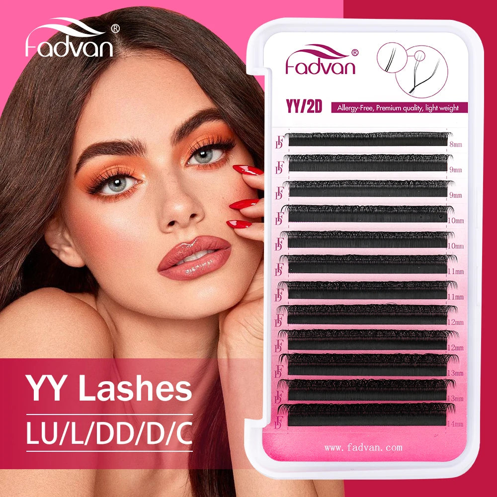 FADVAN YY Shape Lashes 0.05/0.07 Faux Mink C/D/DD/L/LU 8-15mm Natural Soft Brazilian Eyelash Premade Volume Fan Lashes Extension