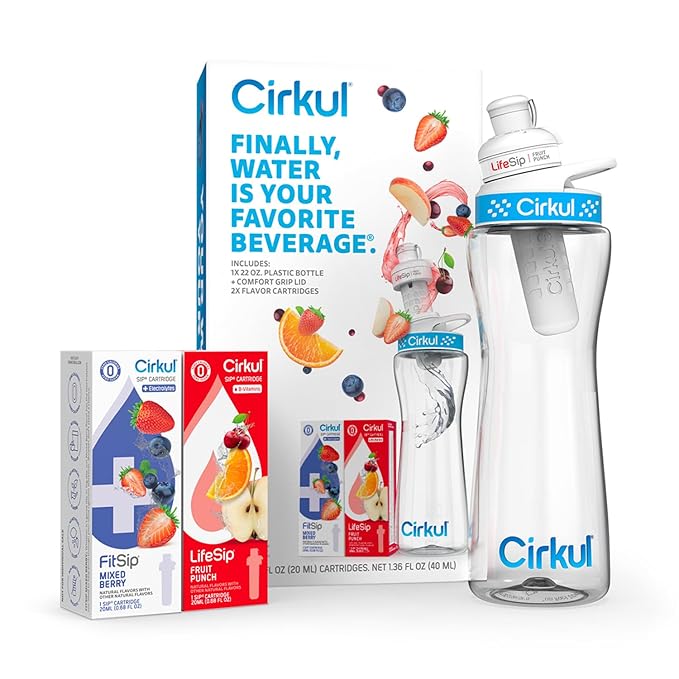 Cirkul Water Bottle + 2 Flavor Cartridge Starter Kit – 22 oz