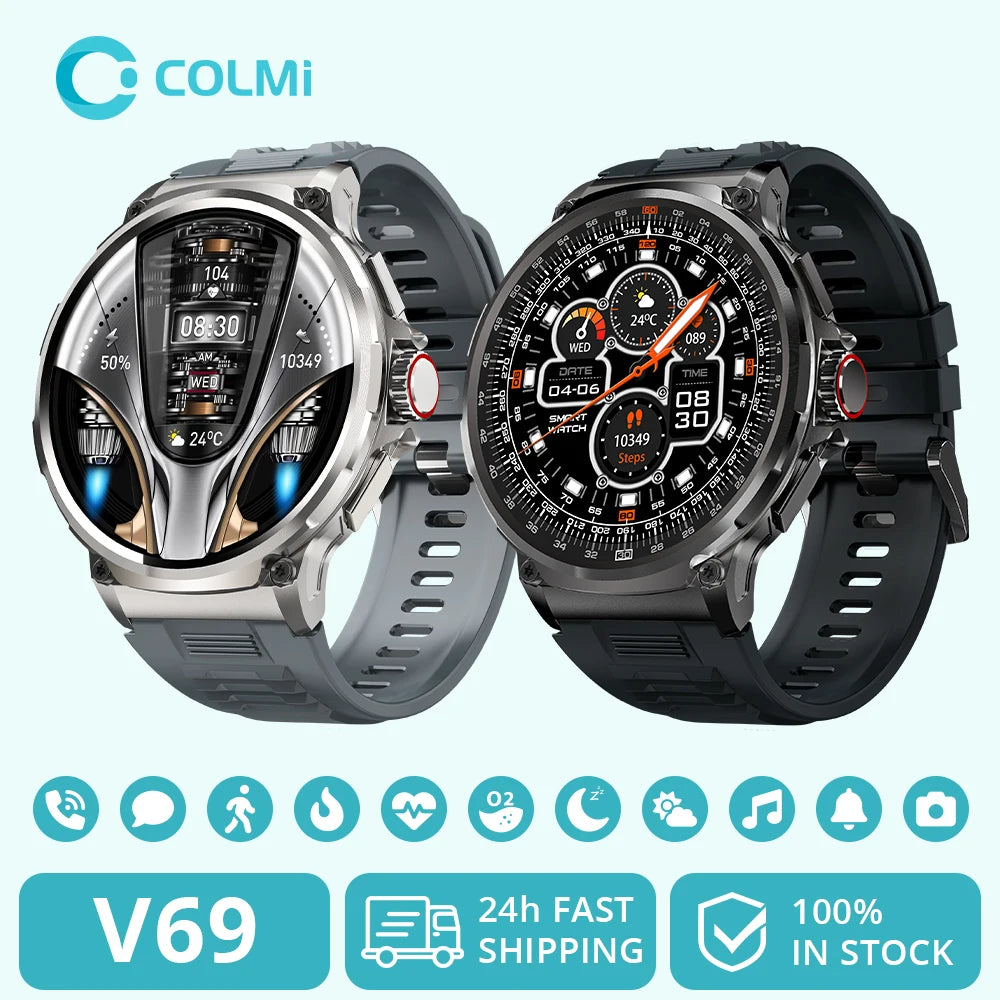 COLMI V69 1.85" Ultra HD Display Smartwatch Men 710 mAh Large Battery, 400+ Watch Faces Smart Watch For Android iOS Phone