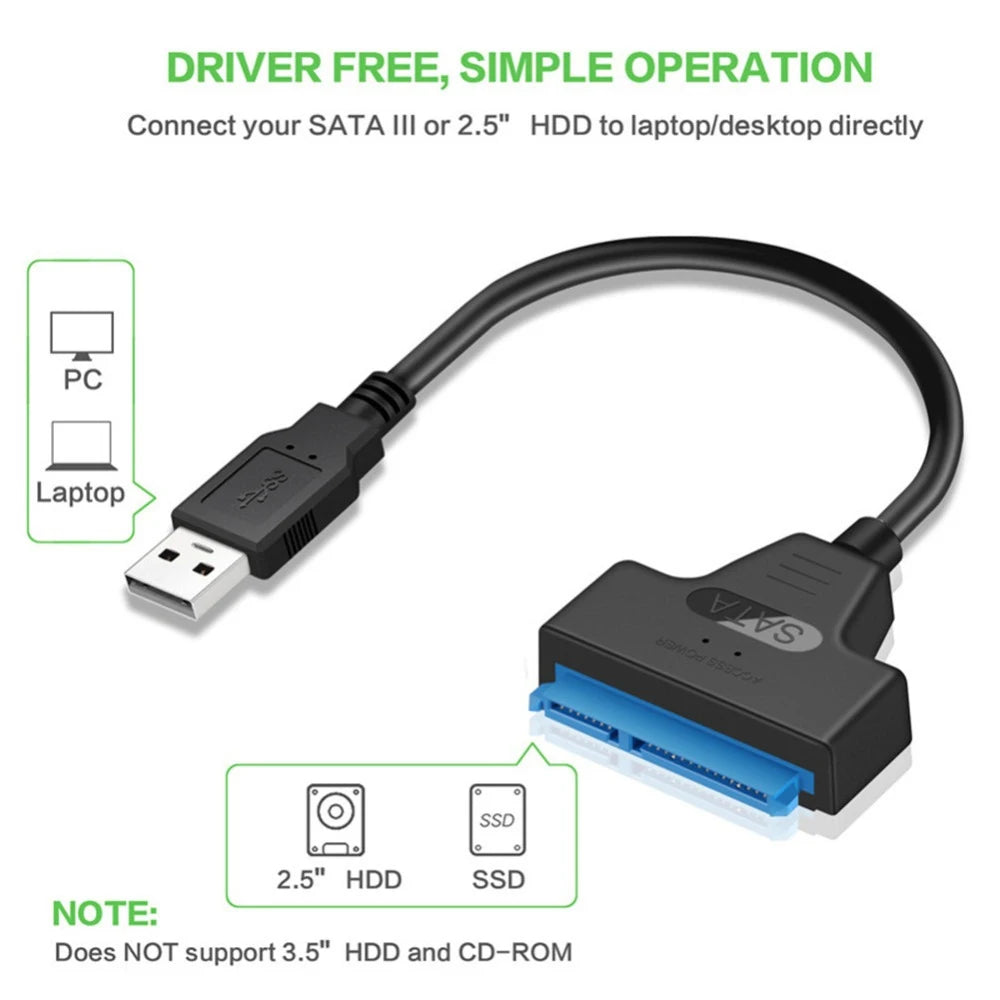 High-Speed USB SATA Cable External Hard Disk Reader 2.5 HDD SSD Hard Drive Adapter 22cm/35cm/50cm USB 3.0