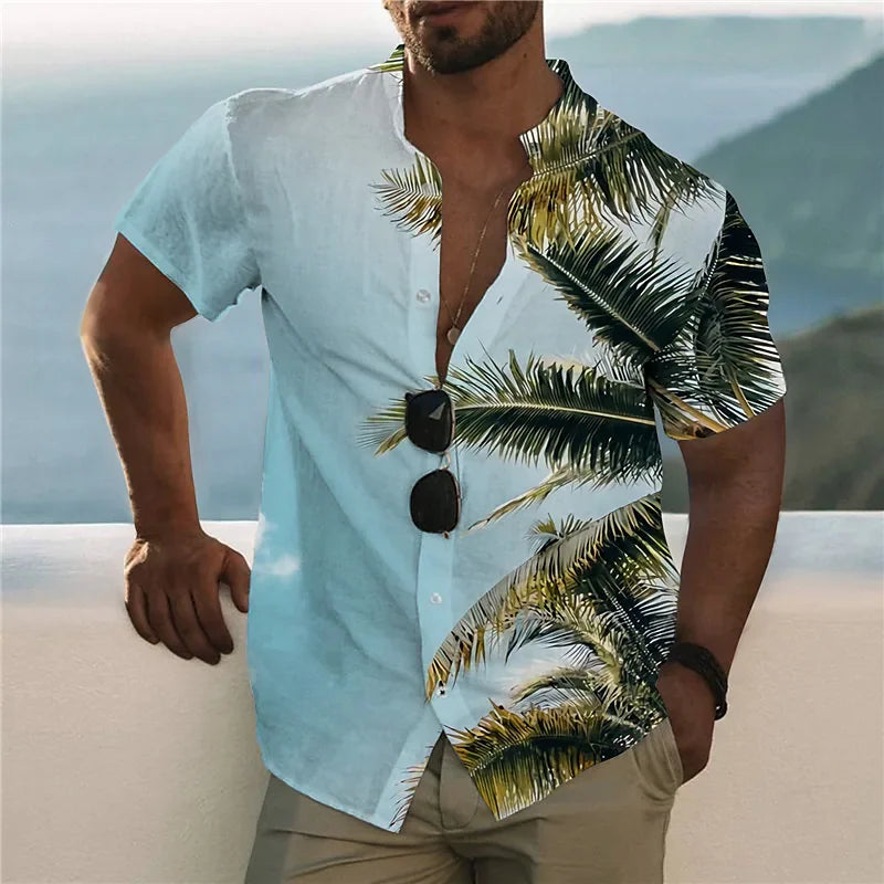 Casual Hawaiian Shirts 3d Parrot Print Men Clothing Summer Beach Short Sleeve Blouse Fashion Men's Vocation Lapel Camisa