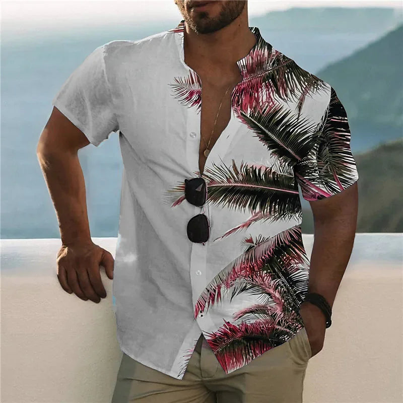 Casual Hawaiian Shirts 3d Parrot Print Men Clothing Summer Beach Short Sleeve Blouse Fashion Men's Vocation Lapel Camisa