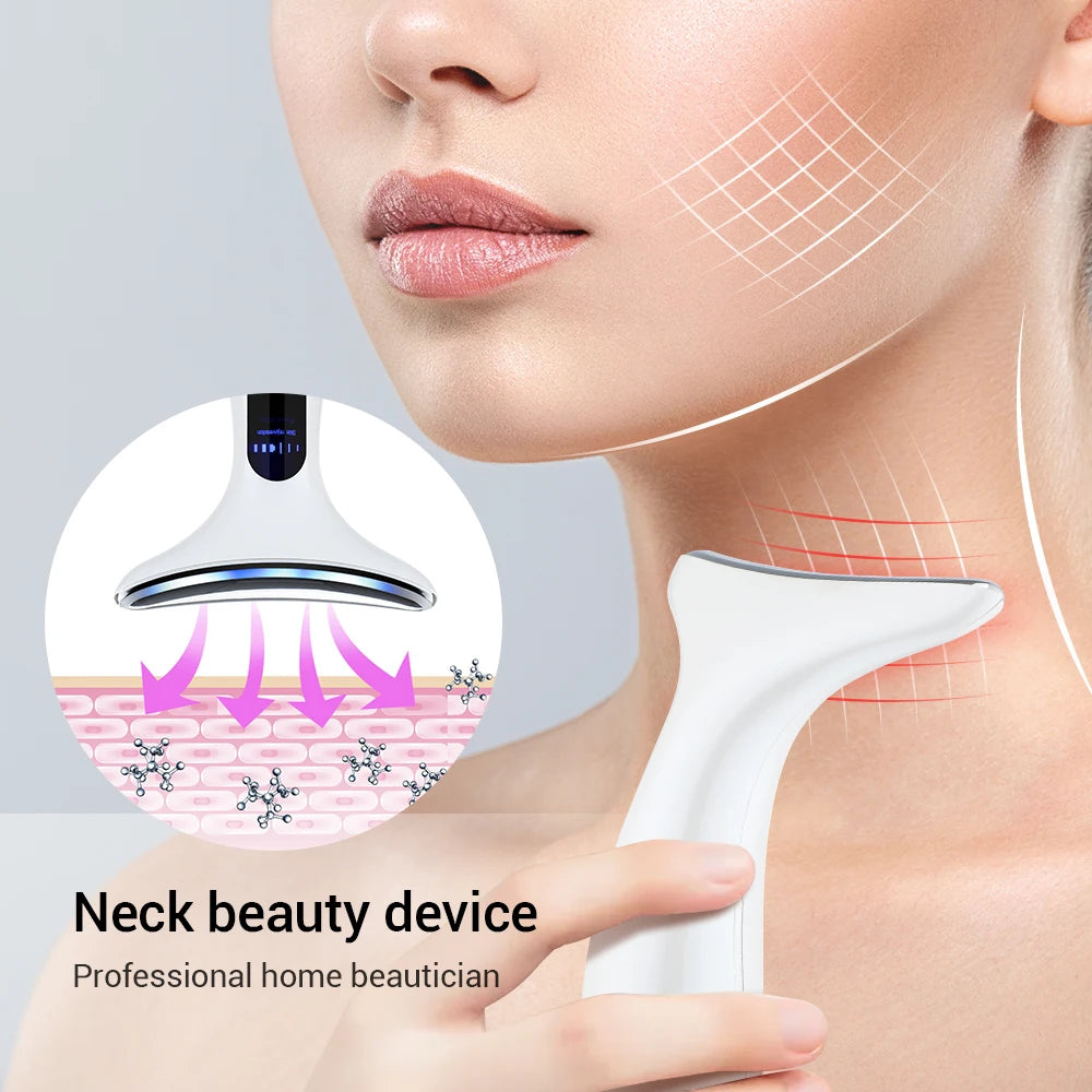 EMS Microcurrent Face Neck Beauty Device LED Photon Firming Rejuvenating Anti Wrinkle Thin Double Chin Skin Care Facial Massage