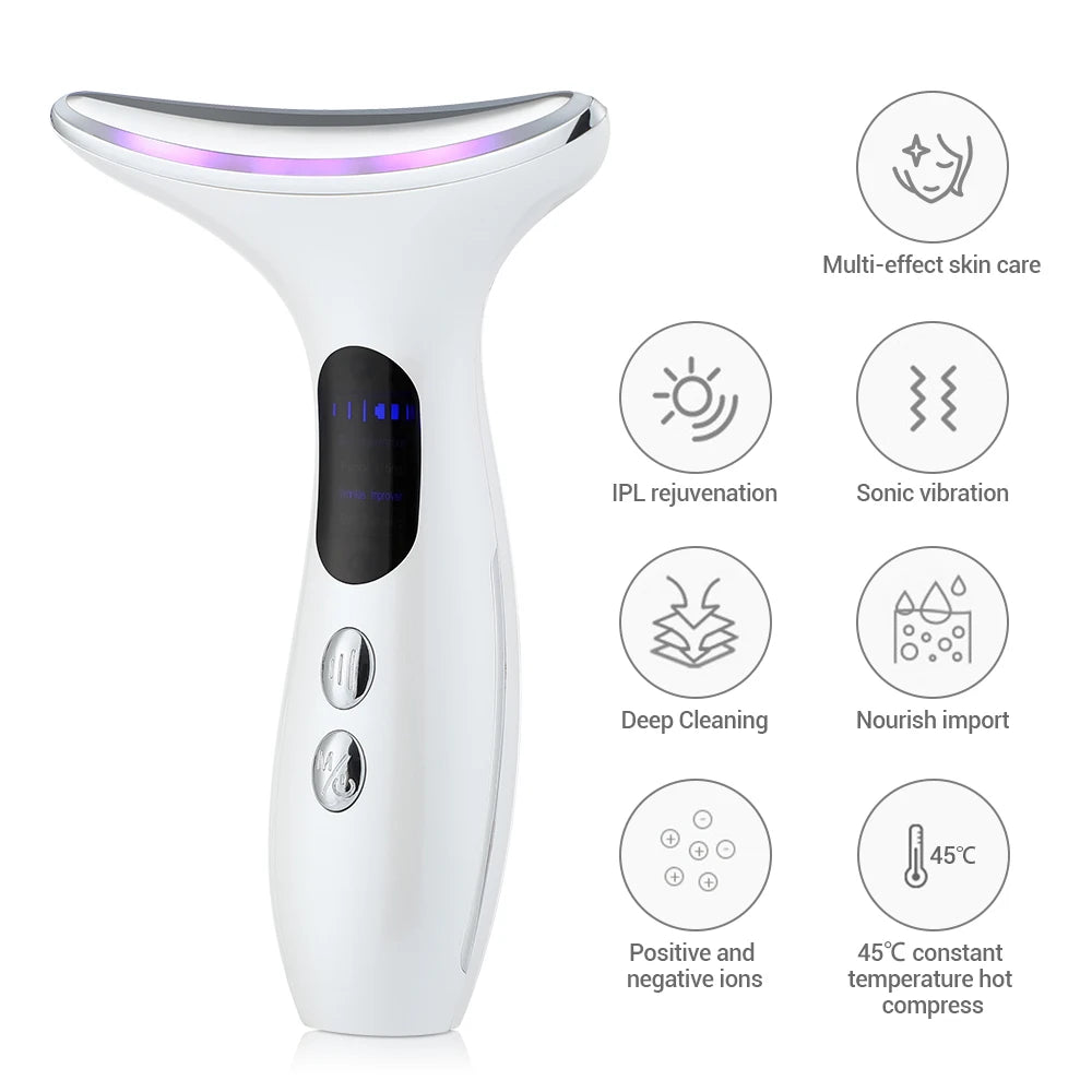 EMS Microcurrent Face Neck Beauty Device LED Photon Firming Rejuvenating Anti Wrinkle Thin Double Chin Skin Care Facial Massage