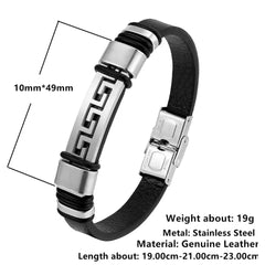 Leather Bracelet 316L Stainless Steel Buckle Fashion Men Hand Statement punk Bracelet