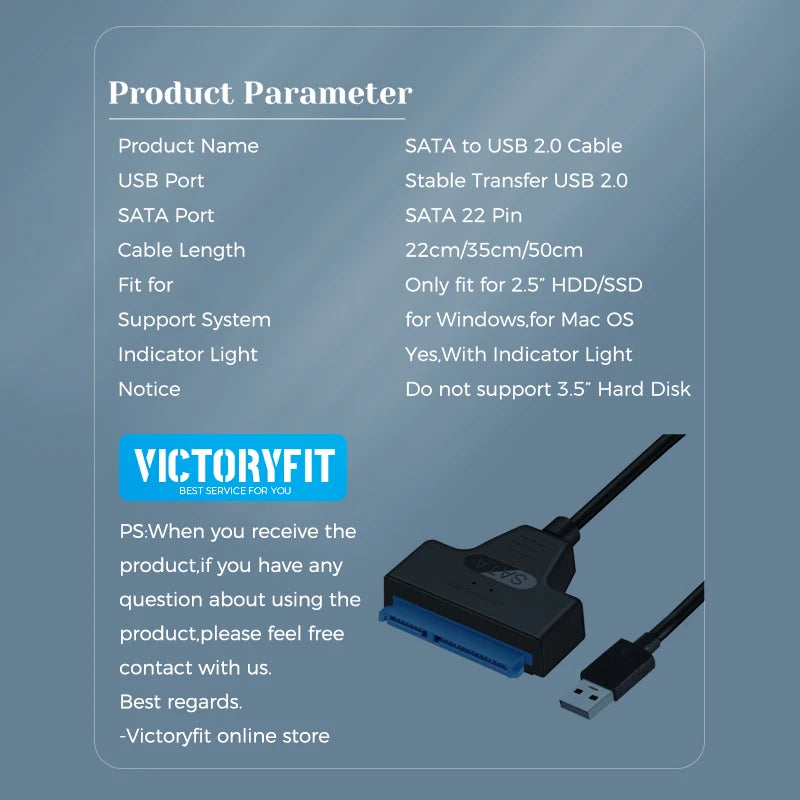 High-Speed USB SATA Cable External Hard Disk Reader 2.5 HDD SSD Hard Drive Adapter 22cm/35cm/50cm USB 3.0