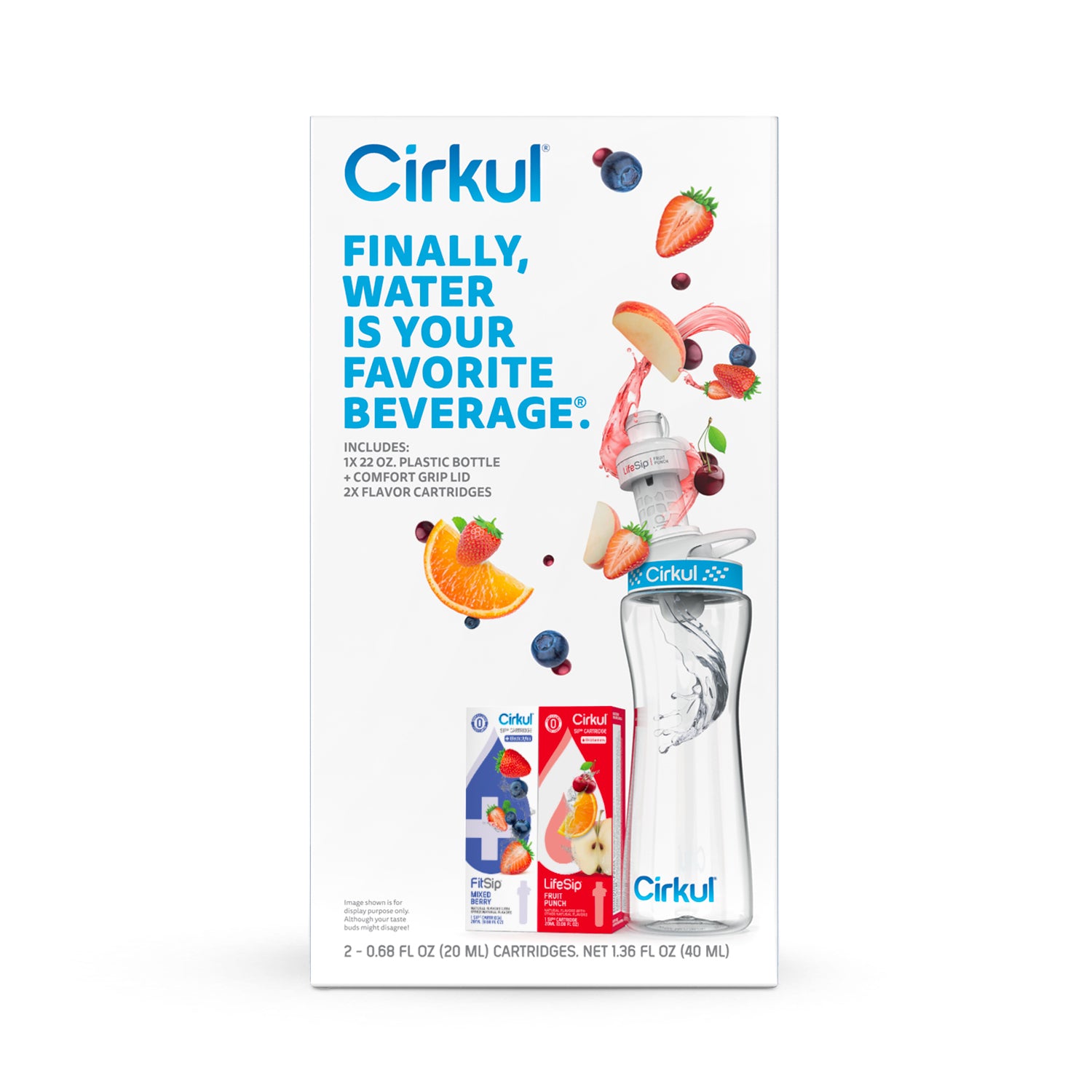 Cirkul Water Bottle + 2 Flavor Cartridge Starter Kit – 22 oz