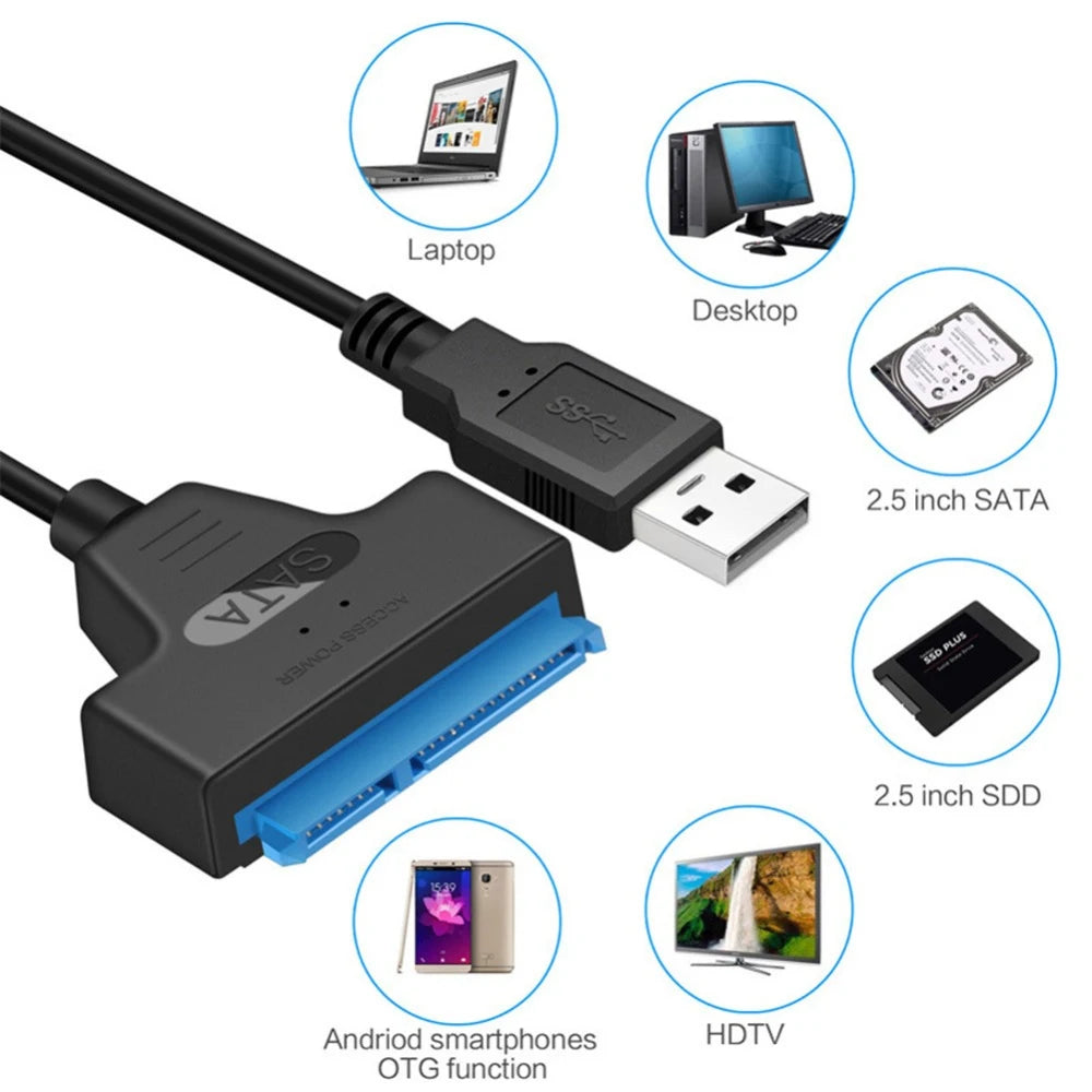 High-Speed USB SATA Cable External Hard Disk Reader 2.5 HDD SSD Hard Drive Adapter 22cm/35cm/50cm USB 3.0