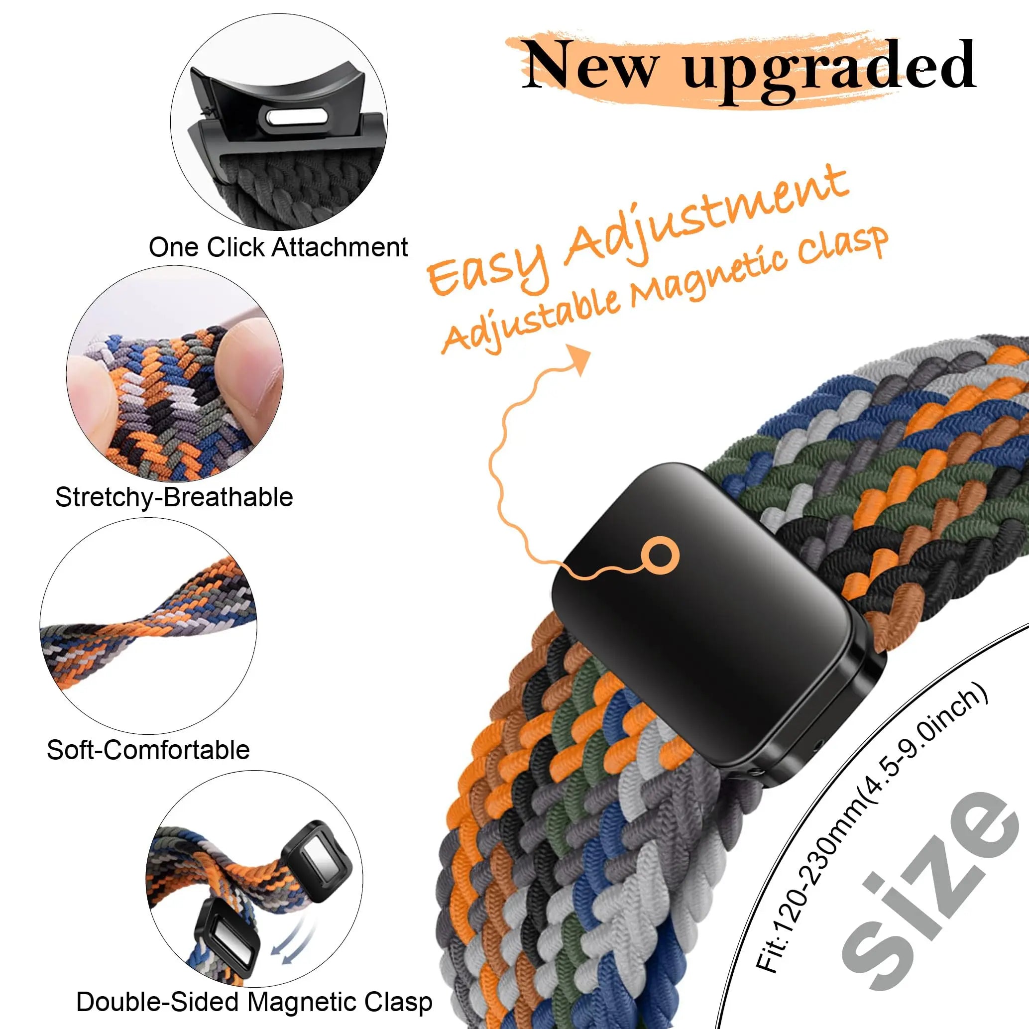 Braided solo loop Band For Samsung Galaxy Watch 6 4 classic/5 pro 47mm 44mm 40mm Magnetic No Gaps bracelet Galaxy watch4 strap