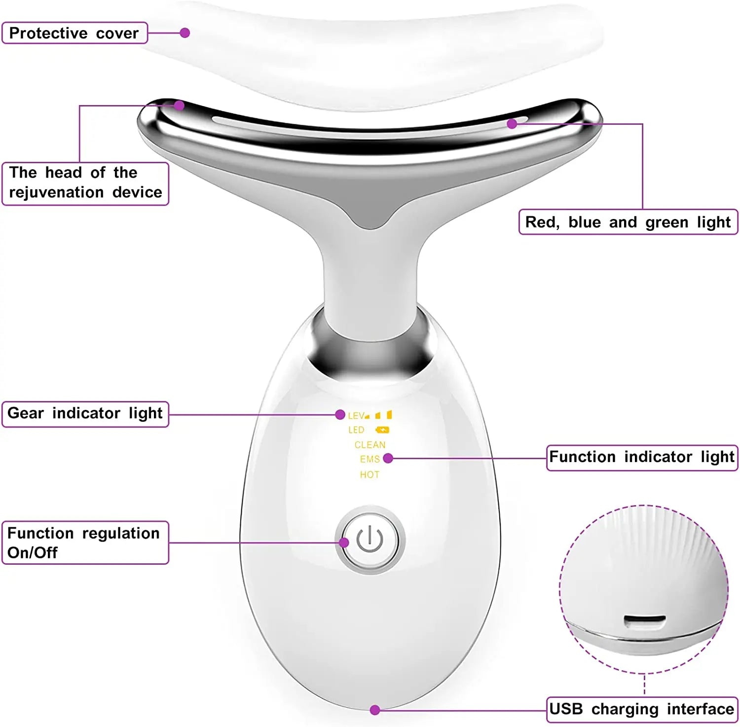 EMS Face Massager Neck Facial Lifting Machine Reduce Double Chin Anti Wrinkle Skin Tightening Tools