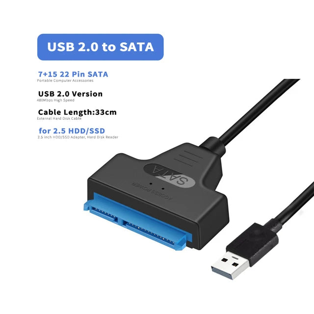 High-Speed USB SATA Cable External Hard Disk Reader 2.5 HDD SSD Hard Drive Adapter 22cm/35cm/50cm USB 3.0