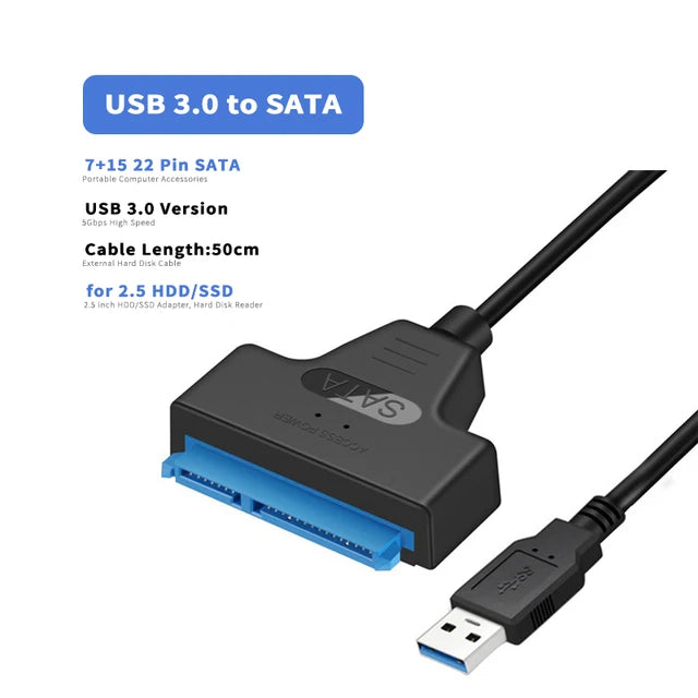 High-Speed USB SATA Cable External Hard Disk Reader 2.5 HDD SSD Hard Drive Adapter 22cm/35cm/50cm USB 3.0