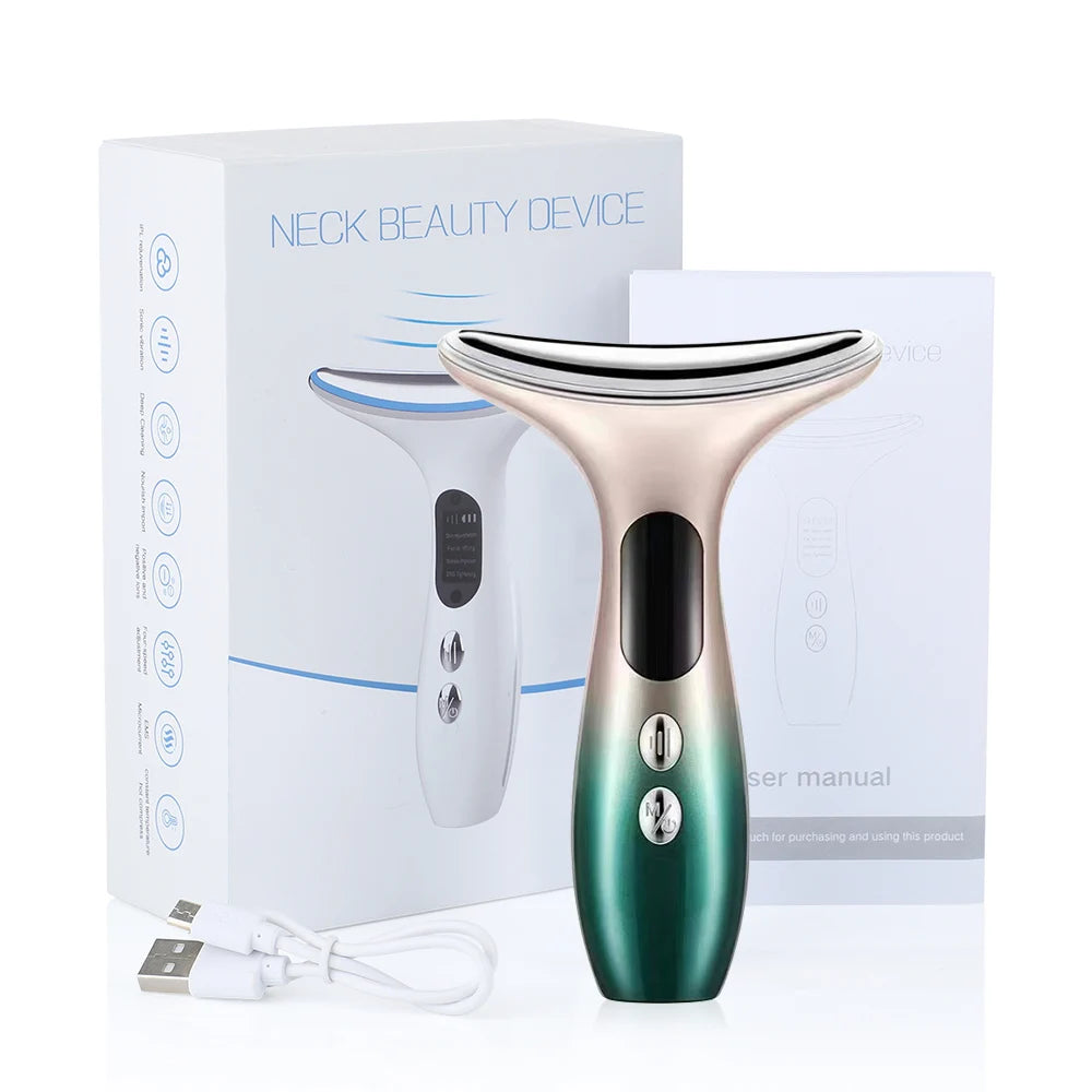 EMS Microcurrent Face Neck Beauty Device LED Photon Firming Rejuvenating Anti Wrinkle Thin Double Chin Skin Care Facial Massage